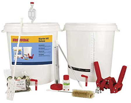 Brewferm® Bierbrauset Deluxe - Bierbrau Zubehör, Startpaket, alle Materialien zum Selber Bier Brauen, alles zum Brauen bis hin zur Reinigung, inkl. 100 Kronkorken