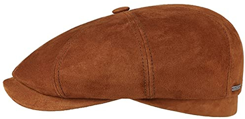 Stetson Hatteras Schirmmütze Flatcap Ziegenveloursleder Made in Germany Herren Sommer Winter braun 61 cm