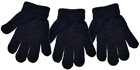3 Pairs Children's Magic Gloves Winter Warm Soft Strechy (Black)