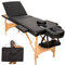 tectake® Mobile Massageliege 3 Zonen, höhenverstellbar, klappbar, Zubehör Kopfstütze, Tasche, belastbar bis 250kg, Möbel für Kosmetik, Massage, Tattoo Zubehör, Physiotherapie Zubehör - schwarz