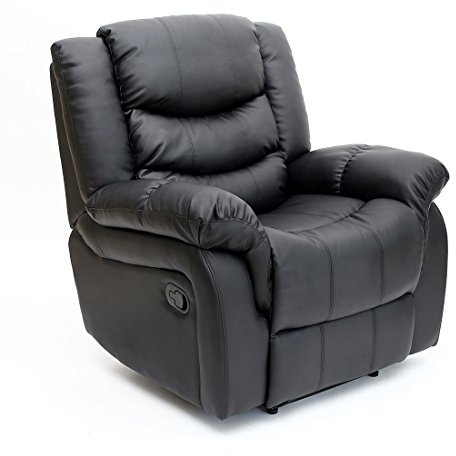 More4Homes SEATTLE BONDED LEATHER RECLINER ARMCHAIR SOFA HOME LOUNGE CHAIR RECLINING GAMING (Black)