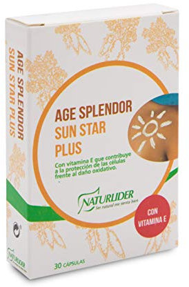 Naturlider - Age Splendor Sun Star, Betacaroteno para Preparar Piel antes de Exposición Solar, Vitamina E - 30 Cápsulas