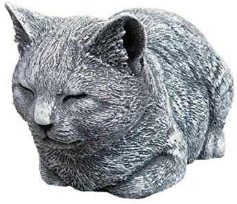 stoneandstyle Steinfigur Katze ruhend, massiver Steinguss, Frost- und wetterfest bis -30°C