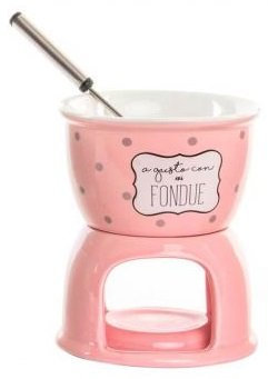 AVENUELAFAYETTE Service à Fondue au Chocolat Individuel en grès (Rose)