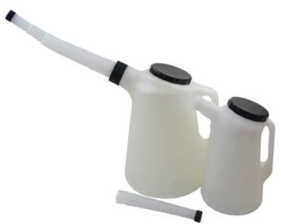 US PRO 2 Piece Fuel Oil Measuring Jug Set With Lids And Spout 2L & 5L 3245
