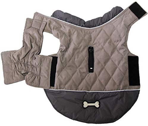 JoyDaog Wende-Hundemäntel für mittelgroße Hunde wasserdichte, warme Baumwoll-Hundejacke für den kalten Winter, Grau L