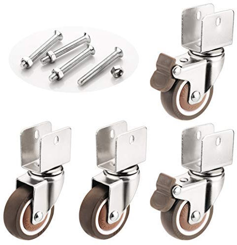 Satz 4 Schwerlastrollen, Möbelrolle, 360 ° -Lenkrollen Mit Bremse, Räder Staubschutzgummi-Gummirollen, Geeignet Für Wagenwechsel, Stuhlräder, Babybett (18mm,swivel+brake)