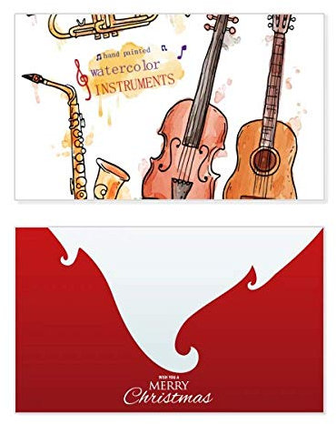 Musik-Gitarren-Instrumente, Aquarell-Muster, Weihnachtskarte, Vintage-Nachricht