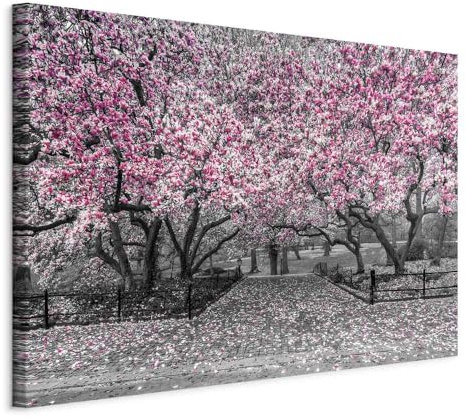 murando - Leinwandbild Blumen grau pink, 120x80 cm, 1-teilig, Schlafzimmer | Hochwertige Leinwand, sofort aufhängbar, ideal fürs Wohn- oder Schlafzimmer, wasserfest und lichtecht, langlebig, stilvoll