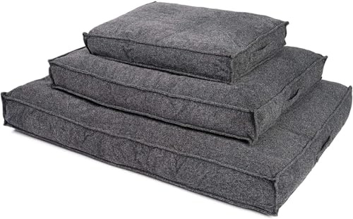 jamaxx-pets Premium Hundekissen Orthopädische Füllung, Waschbar Bezug aus Edlem Chinelle Stoff, Weiche Kompakte Füllung mit Visco-Schaumstoff-Flocken,65x50 (S), grau