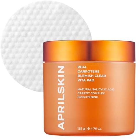 APRILSKIN Carrotene Clarifying Pads | Peeling Toner Pads für fettige & zu Akne neigende Haut - Porenpflege 60 Pads