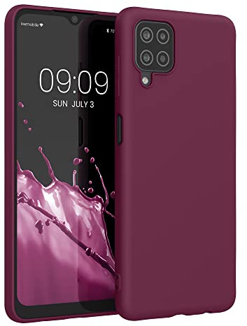 kwmobile Hülle für Samsung Galaxy A12 TPU Case - Handyhülle unterstützt kabelloses Laden, Flexible Schutzhülle, gummiertes Cover in Bordeaux Violett