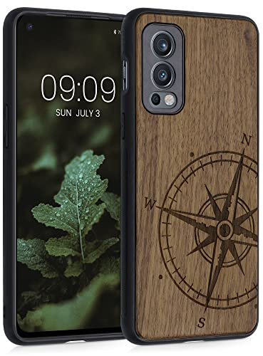 kwmobile Housse Compatible avec OnePlus Nord 2 5G Coque - Étui de Protection Rigide Antichoc avec Cadre en TPU - Brun foncé