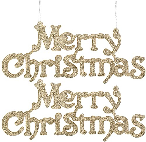 SPRINGOS Deko-Anhänger Merry Christmas Schild 2 STK. Weihnachtsbaumschmuck Fenster Christbaumschmuck Wandbehänge Türbehänge