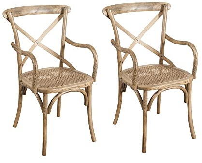 Biscottini Lot de 2 Chaise Salle a Manger 89x43x50 cm - Chaise de Bar et Chaise Bistrot Bois - Chaise de Cuisine en Rotin - Meuble de Cuisine - Meuble Bois
