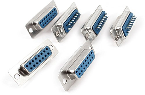 Ruilogod 6 PCS DB15 DB-15 Dual Conector Hembra de 15 Clavijas Adaptador de Cable VGA