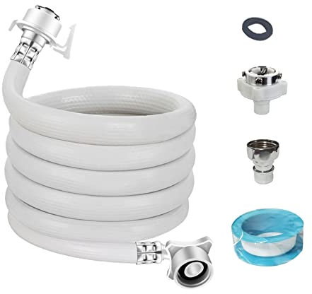 Decohomeforu Washing Machine Inlet Hose, Burst Proof Washing Machine Water Inlet Pipe, Washer Pipe with Connectors, Water Inlet Connection Supply Line, White Long Universal PVC Hose (2 m/ 6.56 ft)