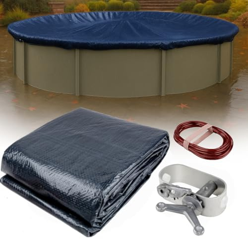 Winter Block Premium Winter Pool Cover for Above Ground Pools, 15’ Ft. Round Winter Aboveground Pool Cover, 10-Year Warranty, Includes Winch and Cable, Superior Strength & Durability, UV Protected