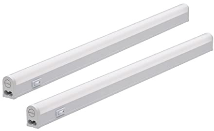 Oktaplex 2x Riga LED Unterbauleuchte Küche 28cm Warmweiß | 340lm 3000K mit Schalter 4W Unterschrankleuchte Weiß 230V erweiterbar