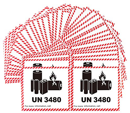 PACK4YA 20 x UN3480 Lithium Ion Battery Transport Caution Warning Labels 110x120 mm Hazard Adhesive Labels Stickers