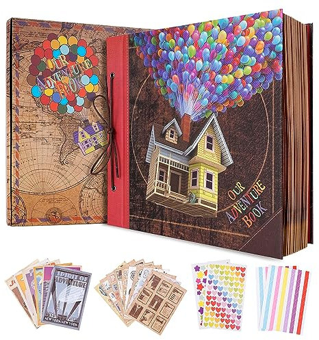 Our Adventure Book Album Photo Scrapbooking 30,5 x 30,5 cm,Style Rétro Album Scrapbooking,Album de Voyage DIY/Journal de Couple/Livre d'anniversaire de Mariage,Valentinstag Ballon)