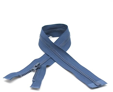DOJA Barcelona | Teilbarer Reißverschluss Jacke | Pack 10 | 70cm | Nummer 5 | Stahlblau | Reißverschlüsse pro Meter zum Nähen | Reißverschluß für Jacken, Hosen, Taschen, Jeans, Mäntel, Rucksäcke