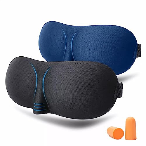3d schlafmaske 2 Stück augenmaske schlafmaske Für herren und Frauen Inklusive Ohrstöpsel Ideal für Flugreisen, zu Hause, in Hotels und für kurze Pausen am Arbeitsplatz.