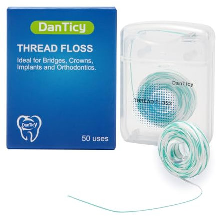 840D Fluffy Floss Threaders, Deep Clean Zahnseide für Zahnspangen, Brücken und Implantate, Super Floss Pre-Cut Strands und Mint Aroma, 50 Threaders (1Pack)