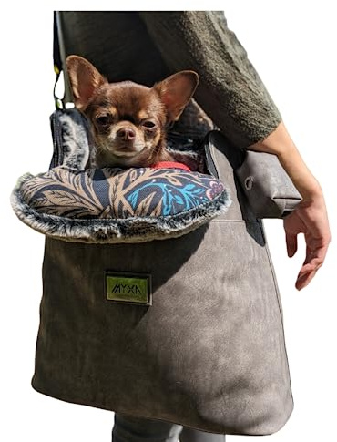 MYXA Hunderucksack Hundetragetasche für kleine Hunde Atmungsaktive und abnehmbare Dachnetz mit Reißverschluss multifunktional (Anthrazit)