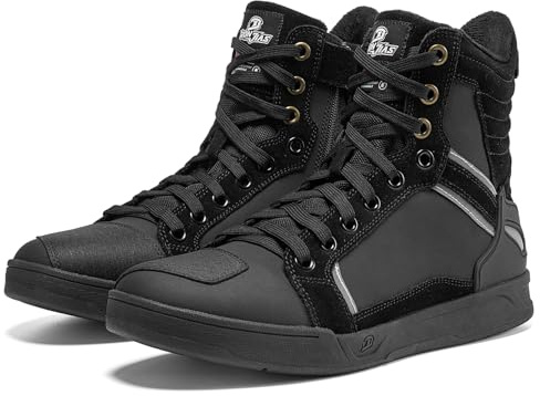 BORLENI Scarpe Moto Uomo Stivali Moto | Traspiranti Uomo Scarpe Motocross Casual Suola Antiscivolo Zip Laterale, Supporto alla Caviglia e Shift Pad