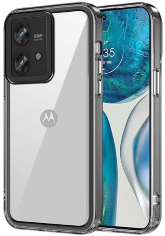 GOKEN Funda para Motorola Edge 40 Neo - Carcasa con Borde de Silicona TPU Suave y Posterior de PC Rígido Transparente, Antigolpes, Case Cover Resistente -Borde Negro