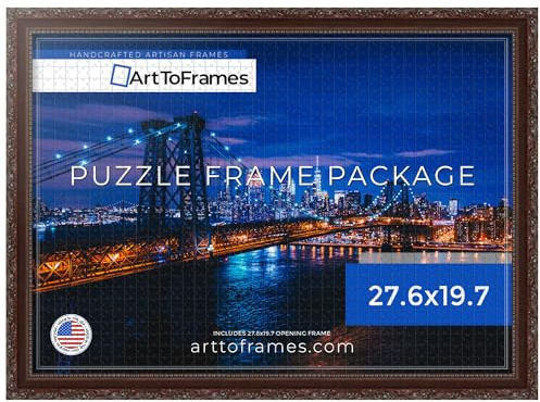 ArtToFrames 27.6x19.7 INCH/70x50 CM Brown Frame for 1000 Piece Puzzles.This 1.50 Inch Custom Wood Puzzle Frame is Classic Burgundy - Comes with Economy Acrylic (Puzzle0066-82214-201-27.6x19.7)