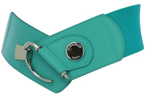 FASHIONGEN - Elastischer Damengürtel aus Rindsleder, DARLENE Wasser Blau, Medium