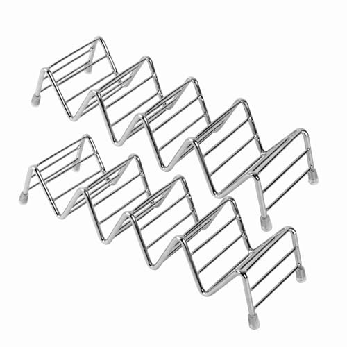 Taco Holder Stainless Steel Taco Rack Set of 2 Holds 4-5 Tacos, Taco Shell Stand with Protective Mats for Hard Soft Shells, Party Kitchen Restaurant