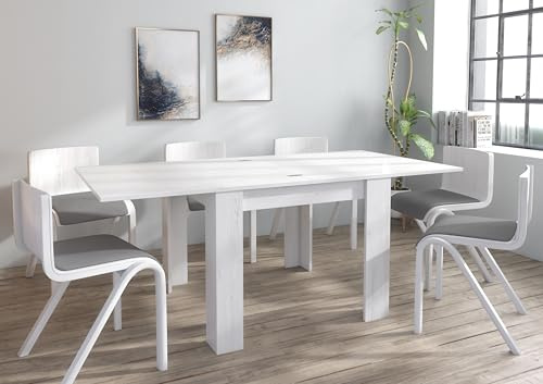 Furneo Golden 02 – Modern Extendable Dining Table Only, 90–180 cm, White Pine Effect Finish