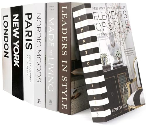 Duscdesp 7 Stück Deko Bücher Set, Mode Dekoratives Buch für Heimdekor, Faltbare Gefälschte Bücher Schwarz und Weiß Regal Dekor Aesthetic, Display Bücher für Couchtisch Büro Coffee Table, Keine Seiten