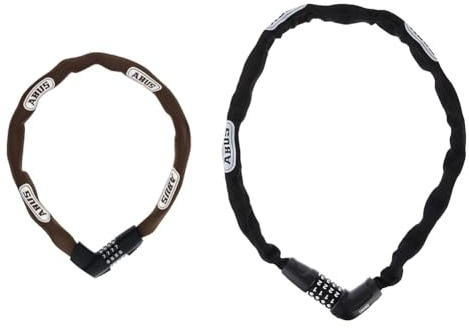 ABUS Kettenschloss Tresor 1385 – Zahlenschloss aus gehärtetem Stahl – 7 mm starke Vierkantkette – ABUS-Sicherheitslevel 7 – 85 cm – Braun & 71206 Fahrradschloss, Nero, 75 cm