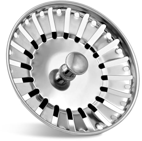 LICQIC Leak Proof Kitchen Sink Strainer Plug, Diameter 84 mm, 1 Pcs | Stainless Steel Kitchen Sink Accessories for Kitchen Sink Bowl