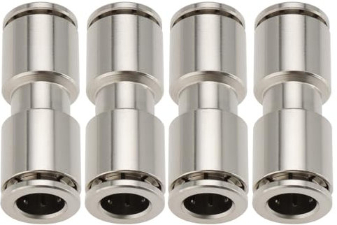 YINETTECH 4 Pièces Connecteurs Push Fit en Laiton Nickelé 8mm Raccord Pneumatique Droit Diamètre Intérieur 6mm Longueur 33mm