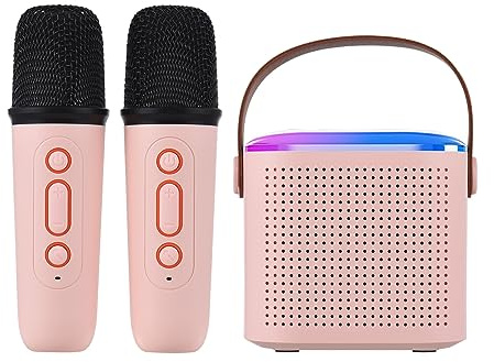 Solinder Mini Karaoke Machine Mini Karaoke Machine Portable Microphone & Sound Box Set Home KTV BT Speaker with 2 Microphones Home Outdoor Wireless Loudspeaker Rechargeable Voice Box & Handheld Mic Ka