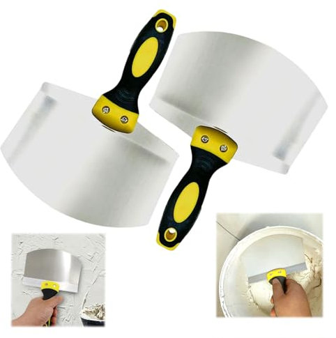 HJYDGJ Lot de 2 spatules de peintre en acier inoxydable, lot de spatules avec poignée en plastique, outil de grattoir large de 6,9 pouces, outil de remplissage, cloisons sèches, plâtre, projets