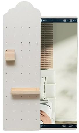 PFCDZDU Pegboard Combination Kit With Shelf & Hooks, Wall Display Organizer With Full Body Mirror, Modular Control Storage Panel For Kitchen Living Room Office(Gray-Left)