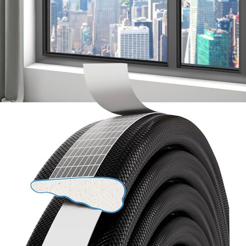 Dichtungsband für Türen Fenster, PE+Foam Türdichtung Selbstklebendes Fensterdichtung Anti-Kollision Dichtungsstreifen Gummi Schaum Siegel Streifen Schalldämmung (Schwarz, 6m)