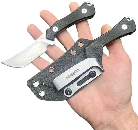 Obespina Coltello da caccia, lama fissa Tanto, lama D2, sopravvivenza, stile giapponese, con lama affilata e custodia Kydex con manico G10 Micarta, per collezione o regalo da uomo