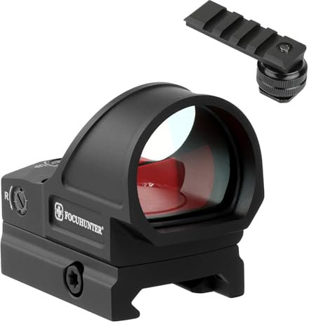 FOCUHUNTER Camera Dot View Finder, Circle Viewfinder 1x 26, 3 MOA and 10-Level Modes Settings for Telephoto, Shockproof Waterproof Motion Awake with Hot Shoe Mount and 21mm Rail Mount