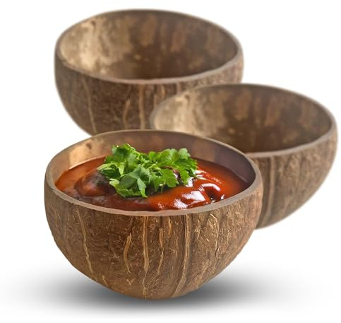 Eco Leaf 10-Pack 350ML Natural Coconut Bowls| Natural Coconut Shell Bowls for Salads, Smoothies, Buddha Bowls, Desserts | Reusable, Eco-Friendly & Sustainable for Parties & Storage
