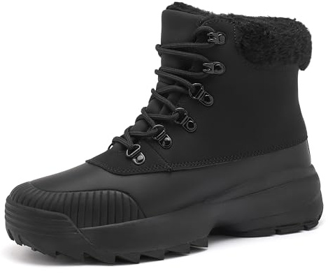 TIAROOTT Chaussures d'hiver pieds nus avec doublure chaude pour femme - Bottes d'hiver imperméables à la cheville - Bottes de neige chaudes avec semelle antidérapante - Tailles 37 à 42, Noir , 37 EU
