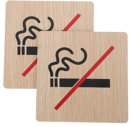 ERINGOGO Letrero Prohibido Fumar Madera 3.93 Pulgadas Cartel No Fumar Para Hoteles Restaurantes Oficinas Interior Exterior Señal Seguridad Visible Durable 2 Unidades
