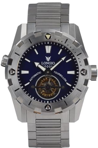 LONGIO Telamon Tourbillon Uhr – 1000 m automatische Taucheruhren für Herren, 47 mm Edelstahl, Heliumausbruchventil, Verlängerungsverschluss, Luxus-Sammleruhr