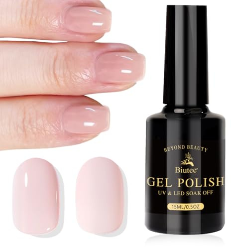 Biutee UV Nagellack Jelly Milchig Rosa 15ml Gel-Lack | Transparenter milchig rosa Jelly Gel-Lack. Klassischer Naturlook für UV/LED Maniküre und Nail Art.
